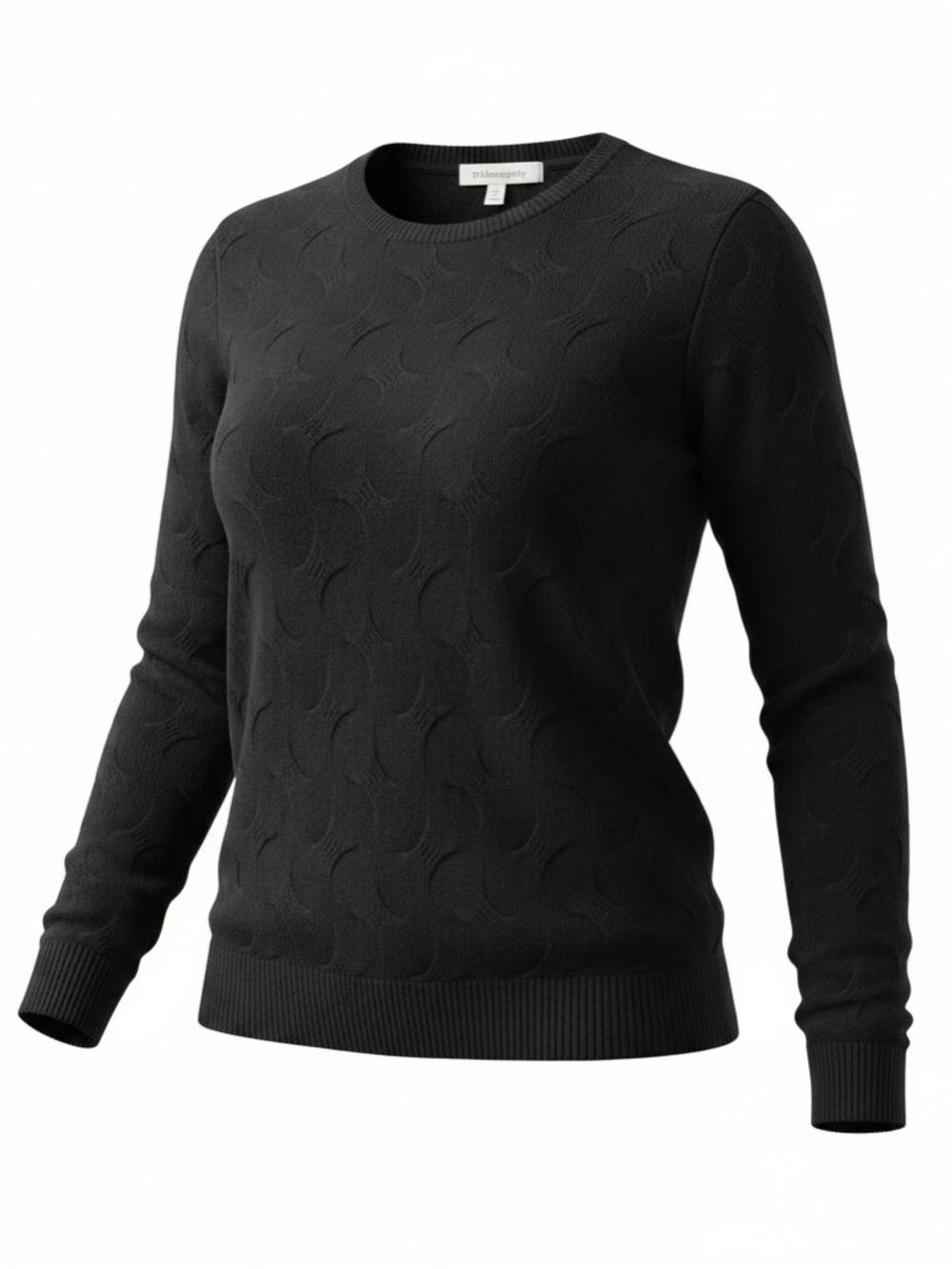 Eileen Fisher Black Textured Crewneck Sweater
